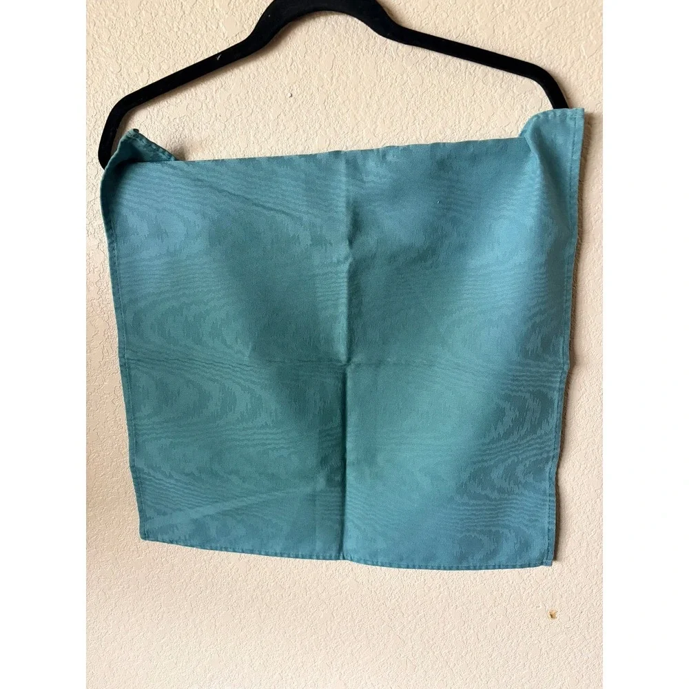 Set of‎ 2 Teal Blue Cloth Napkins Woodgrain Damask Pattern Square Table Linens